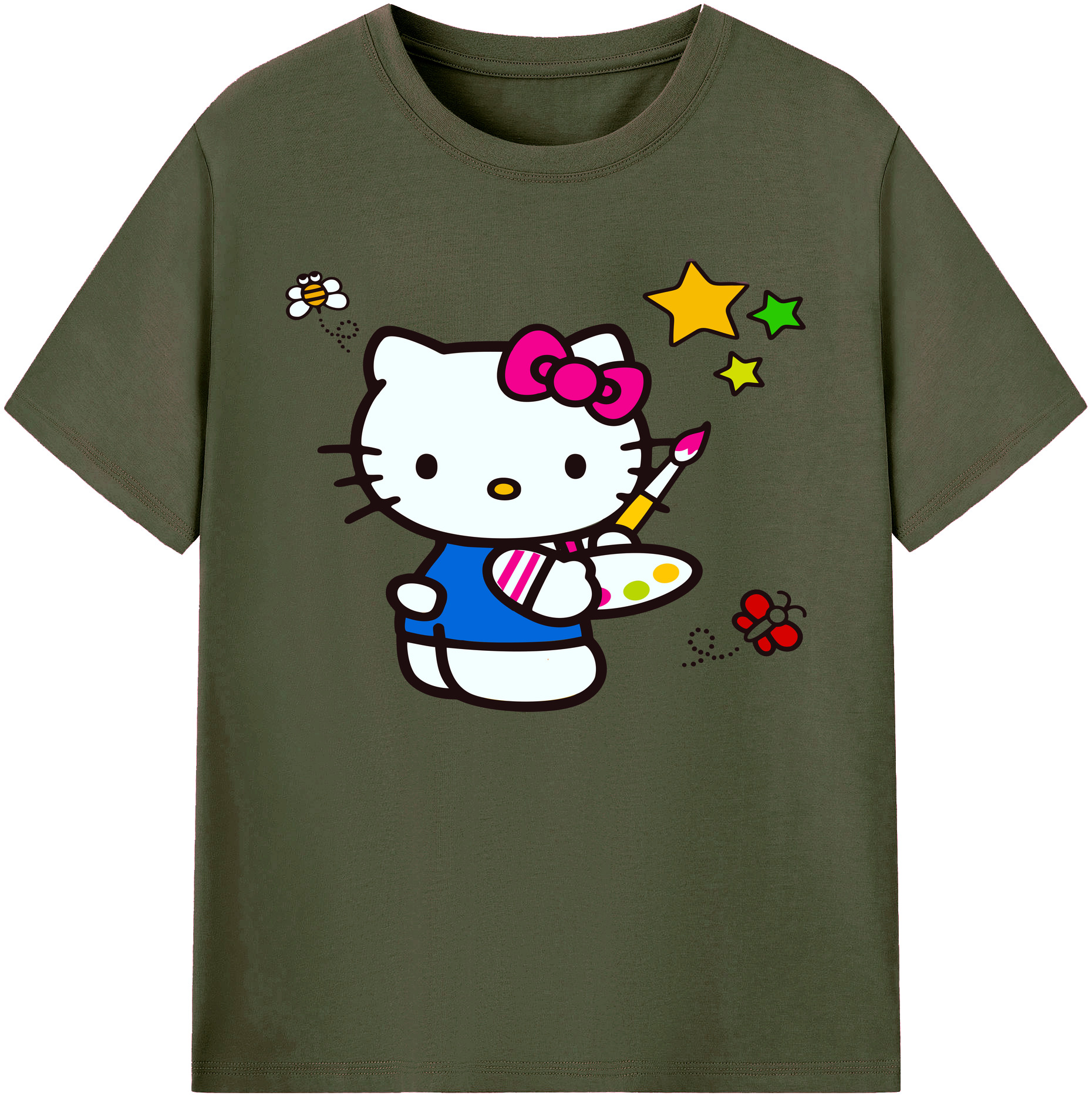 （画像用） Hello Kitty ハローキティ 綿100％ メンズ半袖Tシャツ｜肌触りやわらか＆通気性